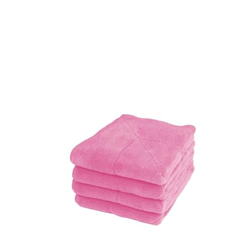 unico puro Soft-Touch Microfasertuch 30 x 30 cm pink 4er Set, saugfähig bis zu 300ml, offene Faser, extrem weich, waschbar bei 60° C von unico puro
