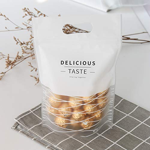 50PCS Standbeutel Taschen Geschenktaschen, Papiertüten Bäckerei Taschen Mittagessen Beutel Festlichkeits Wiederverwendbare Taschen Mattebeutel Mit Transparentem Fenster Für Brot-Kekse für Hochzeit von Hothotgirl