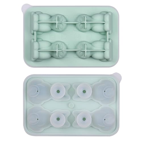 2 Stück 3d Katze geformt Silikon Eiswürfelschale mit Deckel 4 Fächer Katze geformt Eiswürfel, einfache Freigabe, robuste Eis Maker für Getränke, Kaffee und Cocktails (Green) von unilarinna