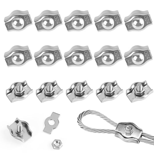 15 Stück Drahtseilklemme M3 aus Edelstahl, 3mm Drahtseil Klemme, Wiederverwendbare Kabelklemmen für Wäscheleinen, Markisen, Zäune, Stahlseil Anwendungen, Rostbeständig und Langlebig. 15 Stück Drahtseilklemme M3 aus Edelstahl, 3mm Drahtseil Klemme, Wiederverwendbare Kabelklemmen für Wäscheleinen, Markisen, Zäune, Stahlseil Anwendungen, Rostbeständig und Langlebig. von unillea