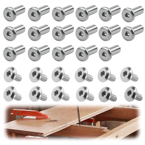 Hülsenschrauben M4, Möbelverbinder Verbindungsschrauben M4x12mm 20PCS mit Sechskantschlüssel, Schrankverbinder für Holzplatten Türen Schränke Stühle, Edelstahl rostfrei langlebig festziehbar von unillea