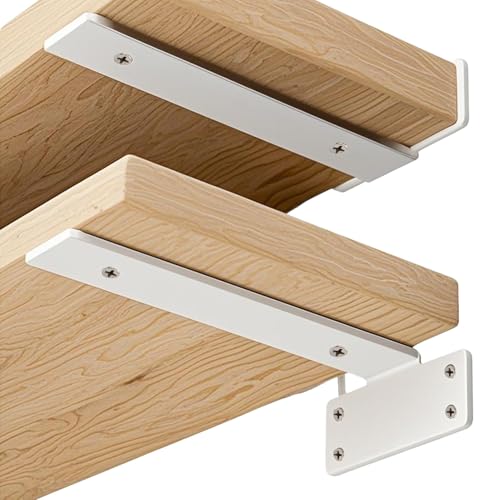 Regalhalterung 2 Stück T-förmig weiß 100mm bis 60kg tragkraft mit zubehör, regalträger regalwinkel wandhalterung regal schweberegal tablarträger stabil rostfrei versteckt für wandmontage von unillea