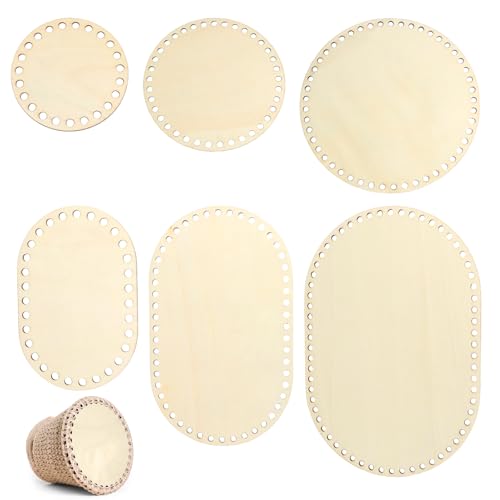 Set mit 6 Holzboden für Körbe, Naturholz Boden zum Häkeln, Runder und Ovaler Korbboden für DIY Korbflechten, Set für Basteleien, Borsa und Körbe, 10/15/20/25/30 cm Set mit 6 Holzboden für Körbe, Naturholz Boden zum Häkeln, Runder und Ovaler Korbboden für DIY Korbflechten, Set für Basteleien, Borsa und Körbe, 10/15/20/25/30 cm von unillea