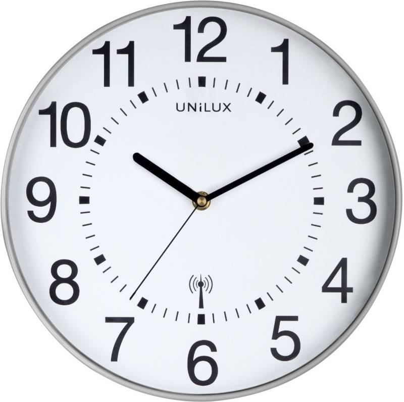 unilux Uhr Funkwanduhr Maxi Wave 30cm Durchmesser metallgrau von unilux