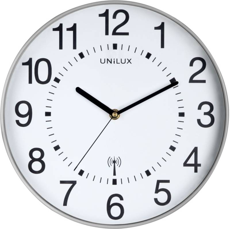 unilux Uhr Funkwanduhr Wave Kunststoff 30 cm metallgrau von unilux