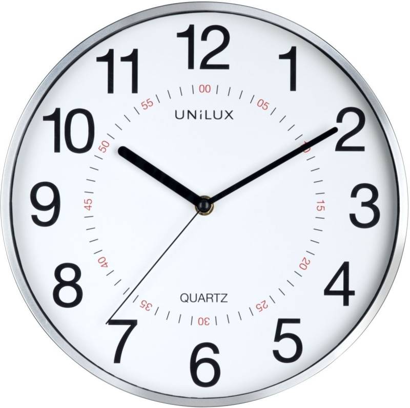 unilux Uhr Wanduhr Aria Kunststoff 28,5 cm silber von unilux