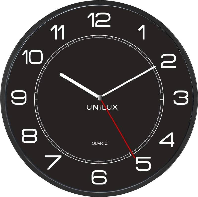 unilux Uhr Wanduhr Mega Kunststoff 57,5 cm schwarz von unilux