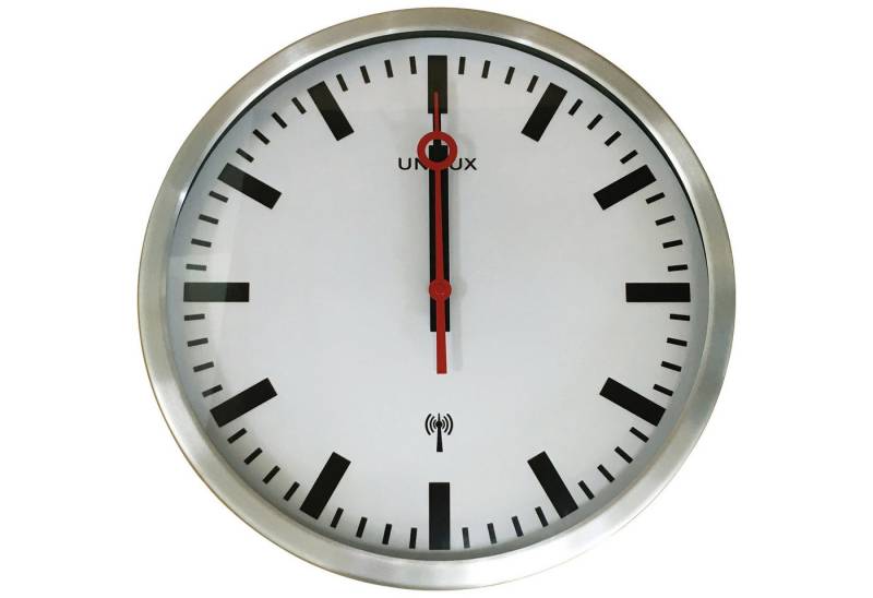 unilux Uhr Wanduhr STATION 400124567 Funk metallgrau (5 Stück) von unilux