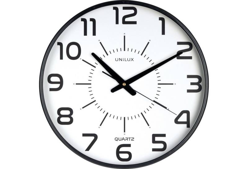 unilux Wanduhr UNILUX Wanduhr MAXI POP schwarz Nr. 400094487, +Batterien von unilux