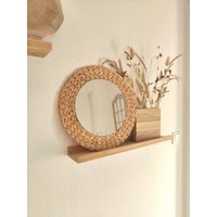 Boho - Spiegel | Wandspiegel 38cm Spiegeldurchmesser 25 cm Deko Runder Natur Rattanspiegel Sommerdeko von uniquedecoranja