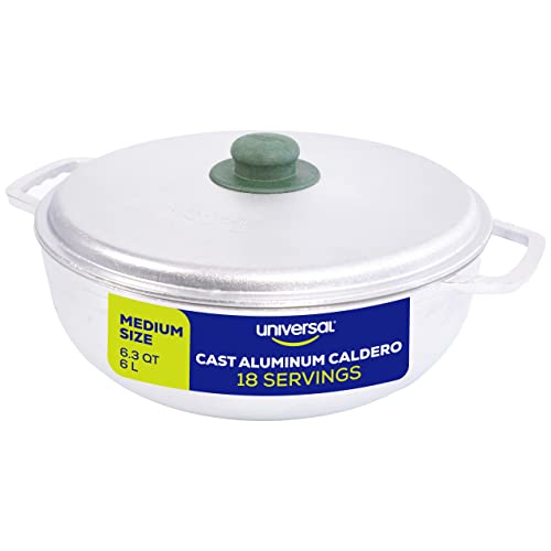 Universal Caldero Schmortopf, 18 Tassen, 6 l, Edelstahl-Aluminium-Topf, gleichmäßige Wärmeverteilung und schnelles Garen, ergonomische Griffe, ideal für Reis, Pommes Frites und mehr von universal