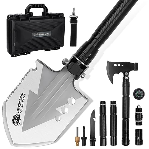 Univinlions Klappspaten Multifunktional KlappSchaufel Axt mit 3 Längen-Kombinationen Schaufel aus Prämie Edelstahl Abnehmbar faltbar Spaten für Überleben/Camping/Garten/Wandern von univinlions