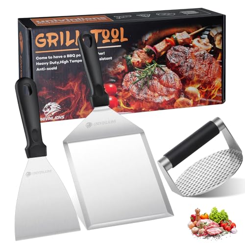 univinlions Barbecue Burger Set,Großer Grillspatel,5,5 Zoll Burgerpresse,Professioneller Pfannenwender Edelstahl,Burger Smasher für Pattie,Grill Werkzeug Outdoor und Indoor univinlions Barbecue Burger Set,Großer Grillspatel,5,5 Zoll Burgerpresse,Professioneller Pfannenwender Edelstahl,Burger Smasher für Pattie,Grill Werkzeug Outdoor und Indoor von univinlions
