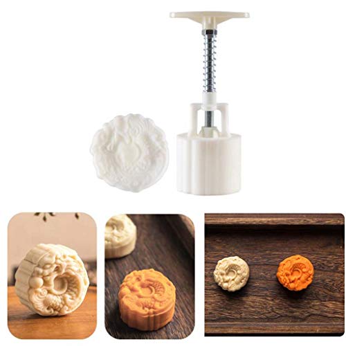 50g Mooncake Form mit 3D Chinesischer Drache Design Keksstempel Backgeschirr Keksausstecher Handpresse Form Kuchen Dekoration Werkzeug Küche Gadget für Küche Cookie Muffin Fondant Cupcake Dessert von unknow