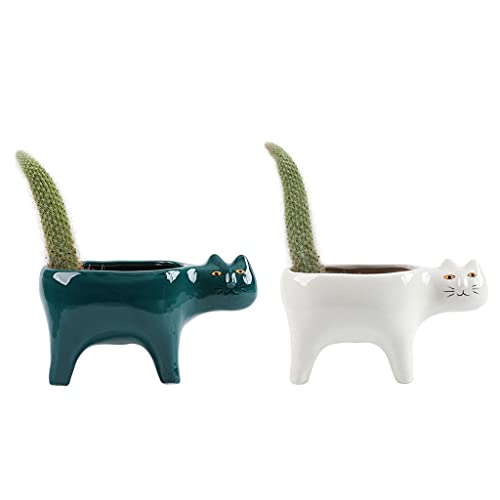 unknows Keramik-Katzen-Blumentopf, Cartoon-Katzen-Blumentopf, Sukkulenten-Übertopf mit Drainage, Keramik-Pflanzen-Blumentopf von unknows