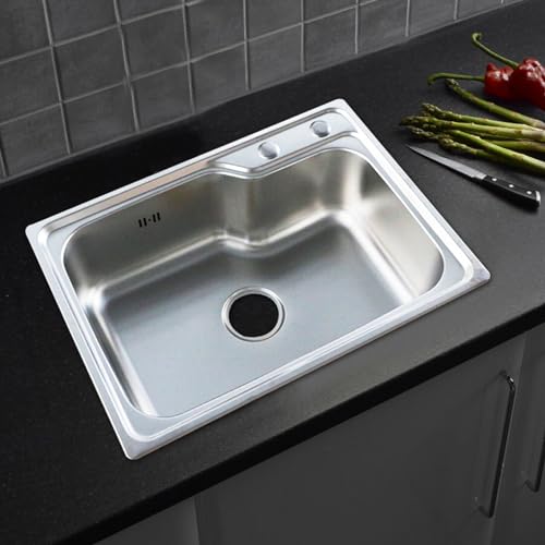 Edelstahl KüChenspüLe EinbauspüLe SpüLbecken Silber SpüLe Mit Abtrop AußEnmaßE KüChe Kitchen Sink KüChen Becken DoppelspüLe EdelstahlspüLe Doppelwaschbecken Waschbecken 1 Becken 620X 430Mm von unkonwcy