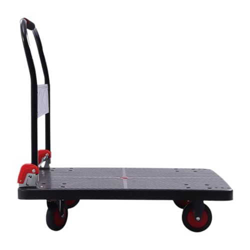 Klappbar Transportwagen Plattformwagen Handwagen Transport Aus Stahl Wagen Fracht Rollwagen Trolley Mit Luftbereifung Lenkrollen Sackkarre Klappwagen+Griff FüR GepäCk Reisen Umzug Bis 400Kg von unkonwcy