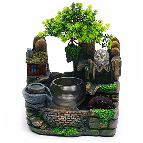 Tisch Zimmerbrunnen Ornament Mit Beleuchtung Desktop Springbrunnen Garten Brunnen ZerstäUber Table Indoor Fountain with Lighting LED Wasserspiel Tischbrunnen Wasserwand Wasserfallbrunnen von unkonwcy