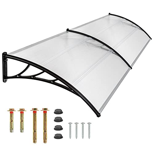 Vordach HaustüR ÜBerdachung Polycarbonat Transparentes HaustüRüBerdachung TüRüBerdachung Markisenregenschutz Draussen Veranda Terrasse Regenschutzdach HaustüRvordach TüRdach Garden 200Cm von unkonwcy