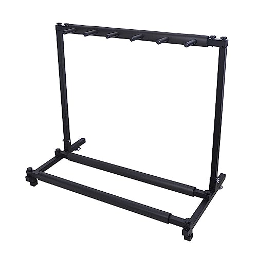unkonwcy GitarrenstäNder Rockstand Universal MehrfachstäNder E-Gitarre StäNder Organizer Multi-GitarrenstäNder Mehrsitziger FüR FüNf Gitarren - Stativ StäNd Boden Mit Halshalterung 5 Gitarren von unkonwcy