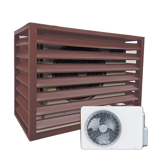 Unmjgybc Wärmepumpenabdeckung, braun, flache Oberseite, L120 x B70 x H150 (5P), Aluminium-Klimaanlagenzaun, Aluminium-Klimaanlagen-Bildschirm, Outdoor-Kondensator-Schutzhülle, Klimaanlagen-Abdeckungen von unmjgybc