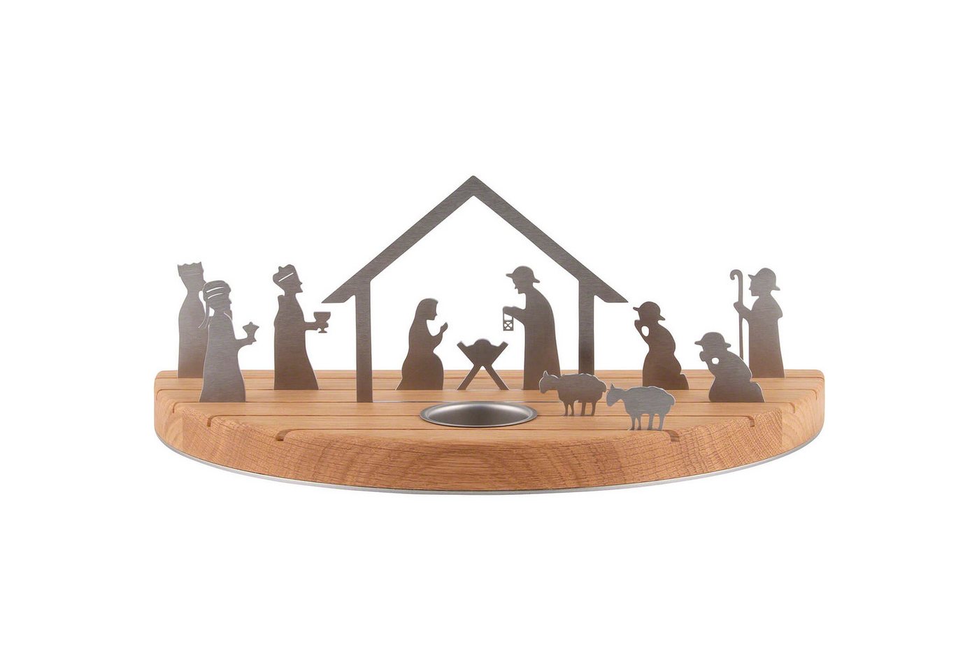 unoferrum Schwibbogen Teelichthalter Silhouette M Weihnachtskrippe Eiche (15cm) von unoferru von unoferrum