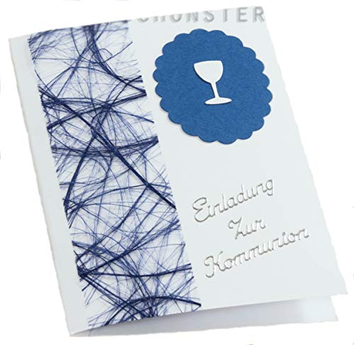 10 x Einladung Einladungskarte Kommunion Einladungen KK018 (blau) von Unser schönster Tag