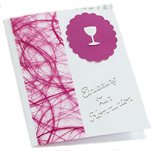 10 x Einladung Einladungskarte Kommunion Einladungen KK018 (pink) von Unser schönster Tag