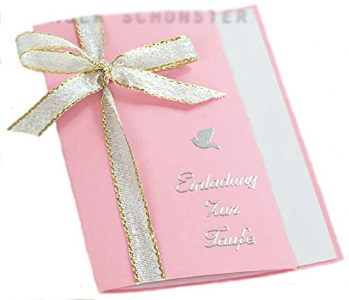 10 x Einladung Einladungskarte Taufe Einladungen KT002 erhältlich (rosa) von unser schönster Tag