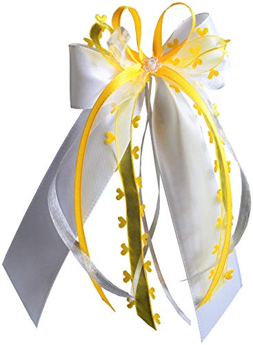 15 Antennenschleifen Autoschleifen Autoschmuck Heart Hochzeit erhältlich (weiß/gelb SCH0130) von unser schönster Tag