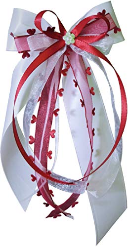 15 Antennenschleifen Autoschleifen Autoschmuck Heart Hochzeit erhältlich (weiß/Bordeaux SCH0143) von unser schönster Tag