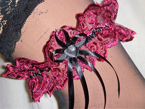Strumpfband Hochzeit Fasching bordeaux schwarz SB039 von Unser schönster Tag