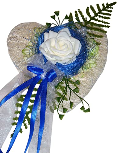 Tischdekoration blau zur Hochzeit Verlobung Kommunion Tischdeko Sisalherz TD0034 von unser schönster Tag