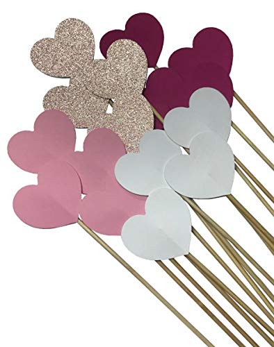 Unser schönster Tag 50 Steckherzen zur Hochzeit Dekoration SH001 - rosa, pink, weiß von Unser schönster Tag