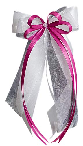 unser schönster Tag Antennenschleifen Autoschleifen Autoschmuck Hochzeit SCH0079 weiß pink (15 Stück) von unser schönster Tag