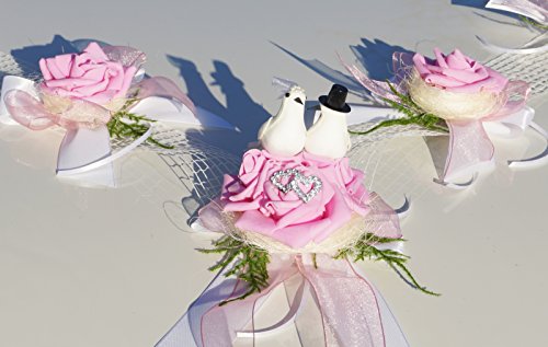 Unser schönster Tag Autoschmuck Hochzeit AU0016 rosa Weiss von Unser schönster Tag