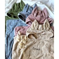 Hasenohren Badeponcho Kinder - Badetuch Kinded Handtuch Mit Kaputze Personalisiertes Badehandtuch von unserkreativhaus
