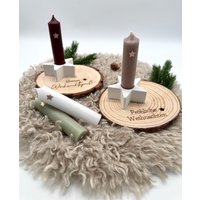 Weihnachtsgeschenk - Baumscheibe Mit Kerzendeko Kerzengeschenk Fröhliche Weihnachten Nikolausgeschenk Wichtelgeschenk Mitbringsel von unserkreativhaus