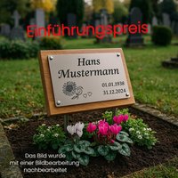 Kleiner Grabstein Aus Holz in Eiche Mit Edelstahlschild Zur Selbstmontage Kleiner Grabstein Aus Holz in Eiche Mit Edelstahlschild Zur Selbstmontage von unsreHolzwerkstatt