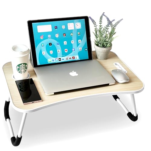 unycos - Klappbarer Laptoptisch, Betttablett, Leseständer, Computertisch, Frühstückstablett, Beistelltisch | Tisch zum Arbeiten, Lernen, Frühstücken oder Filme Schauen (Holz ohne Schublade) von unycos