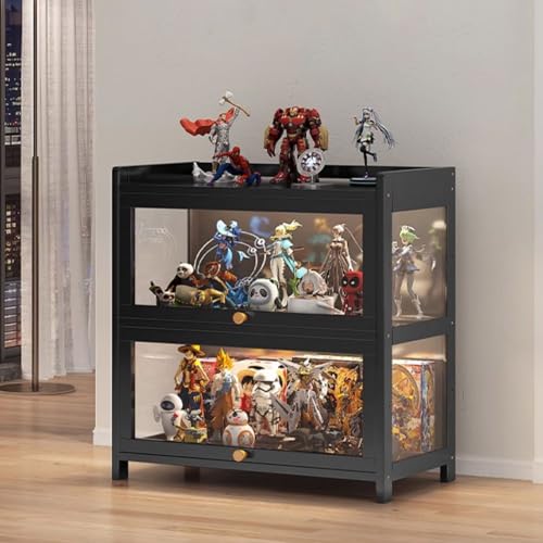 Vitrine für Sammlerstücke, Holzvitrine, Acryl-Vitrine, multifunktionale staubdichte Acryl-Vitrine, durchsichtige Vitrine für Wohnzimmer und Büro mehrere Größen-Black(60×32×73cm) von uofgcru