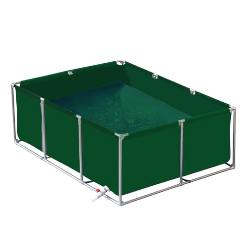uofgcru Oberirdischer Teich Garten Aquarium,Fischteich mit Stahlrahmen,Aquarium-PVC-Leinwand-Fischteich mit Rahmen, ideal für Fische und Wassertiere(Green-1.5×1×0.6m) von uofgcru