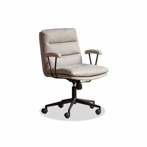 Bequemer Schreibtischstuhl Ergonomischer Stuhl, Taillenunterstützung, Bürostuhl mit Armlehnen und anhebbarem Computerstuhl. Farbe: Grau und gebrochenes Weiß Schreibtischstühle fürs Homeoffice(A) von uotmui