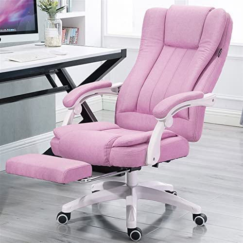 uotmui Bequemer Schreibtischstuhl Bürostuhl mit Armlehnen, einstellbare Ergonomische Lendenwirtschaftsaufgabe Schwenkstuhl mit Fußstütze und Kopfstütze Schreibtischstühle fürs Homeoffice(Pink) von uotmui