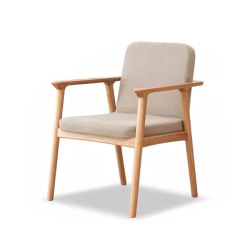 uotmui Bequemer Schreibtischstuhl Holzfarbener Esszimmerstuhl, bequemer Lounge-Sessel, moderner Esszimmerstuhl mit Massivholzrahmen und dickem Kissen Schreibtischstühle fürs Homeoffice(B) von uotmui