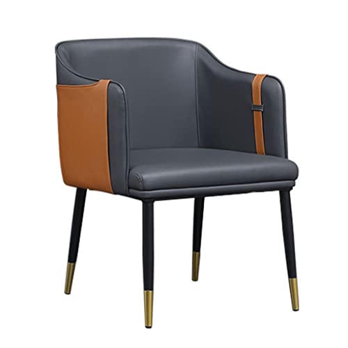 uotmui Bequemer Schreibtischstuhl Leder Essstuhl Nordic Light Luxury Hotel Verhandlung Stuhl Design Café Verkaufsabteilung Freizeit -Backstuhl Büro Schreibtischstühle fürs Homeoffice(B) von uotmui