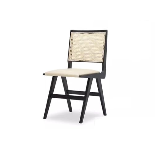 uotmui Bequemer Schreibtischstuhl Massivholz-Wohnzimmer-Esszimmerstuhl, schwarzer Freizeitstuhl, armloser, gepolsterter Bürostuhl, Größe: 16 Zoll Schreibtischstühle fürs Homeoffice(B) von uotmui