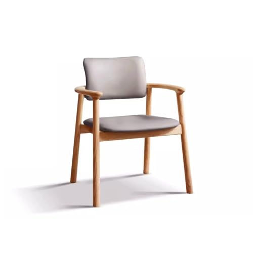 uotmui Bequemer Schreibtischstuhl Mid-Century Modern Casual Home Office Stuhl Grauer, cremeweißer Esszimmerstuhl mit Armlehnen und Beinen aus Massivholz Schreibtischstühle fürs Homeoffice(B) von uotmui
