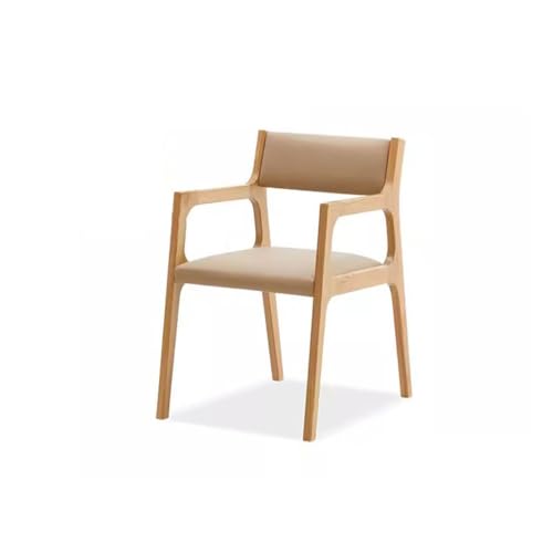 uotmui Bequemer Schreibtischstuhl Mid-Century Modern Sessel aus massivem Holz, Lese-Loungesessel, holzfarbener Küchenstuhl mit Polsterung und Rückenlehne Schreibtischstühle fürs Homeoffice(A) von uotmui