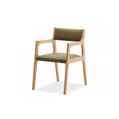 uotmui Bequemer Schreibtischstuhl Mid-Century Modern Sessel aus massivem Holz, Lese-Loungesessel, holzfarbener Küchenstuhl mit Polsterung und Rückenlehne Schreibtischstühle fürs Homeoffice(B) von uotmui